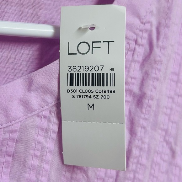 NWT Loft Medium Pintucked Henley Mixed Media Top - Picture 7 of 8